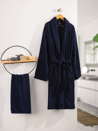 Комплект халата и полотенец Foutastic Deluxe 338CTN1719, темно-синий, XL