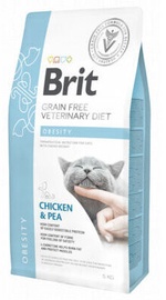 Sausā kaķu barība Brit Veterinary Diet Obesity Chicken & Pea, vistas gaļa, 5 kg