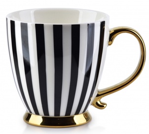 Krūzīte AffekDesign Cristie Stripes, zelta balta melna, 0.4 l