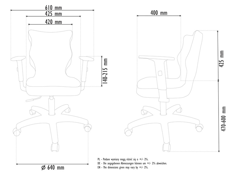 Детский стул на колесиках Duo MT24 Size 6, 40 x 42.5 x 89.5 - 102.5 см, белый/темно-синий