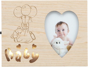 Foto rāmis KPH Baby's Led Heart, 20 cm x 18 cm, gaiši brūna