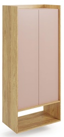 Skapis Mobius 2D, rozā/ozola, 78 cm x 41 cm x 179 cm