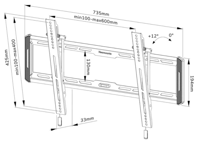 Полка Neomounts By Newstar WL35-550BL16, 40-75″, 70 кг