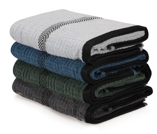 Полотенце для ванной Foutastic Hand Towel Set 338CTN1209, синий/зеленый/антрацитовый/темно-синий, 50 см x 90 см, 4 шт.