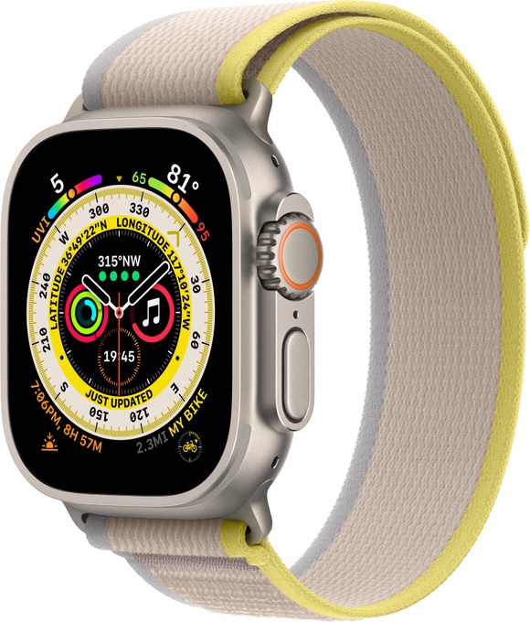Nutikell Apple Watch Ultra GPS + Cellular, 49mm Titanium Case with Yellow/Beige Trail Loop - S/M, titaan