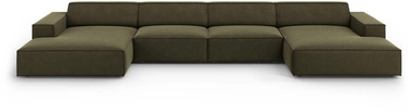 Dīvāns Micadoni Home Jodie Velvet Panoramic 6 Seats, zaļa, 364 x 166 cm x 70 cm