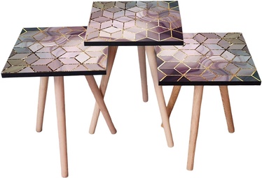 Набор журнальных столиков Kalune Design 3SHP275, многоцветный, 350 мм x 350 мм x 520 мм