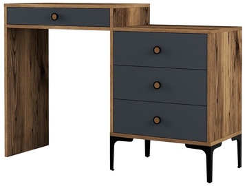Kosmētikas galds Kalune Design Lizbon 550, valriekstu/antracīta, 40 cm x 124 cm x 84.7 cm