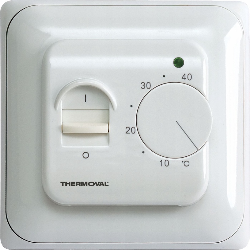Напольный термостат Thermoval TVM 05, встраивается в стену, белый, 8 см, 5 - 40 °С