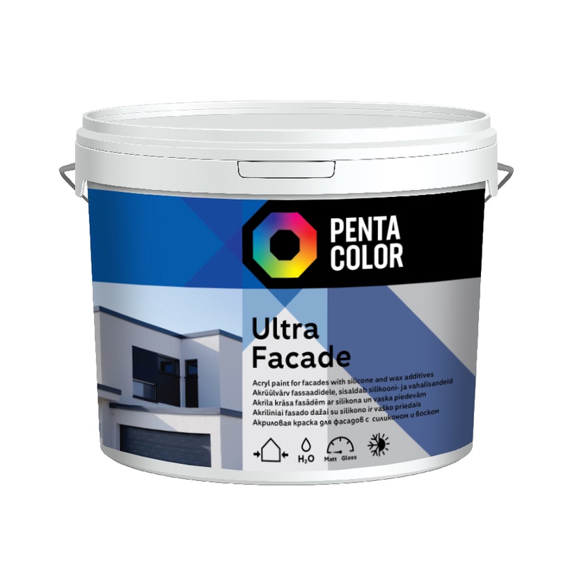 Fasāžu krāsa Pentacolor Ultra Facade, balta, 10 l