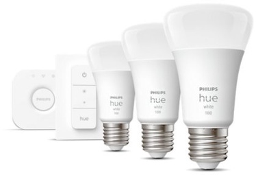 Лампочка Philips Hue Starter Kit LED, E27, теплый белый, E27, 9.5 Вт, 1055 - 1100 лм, 3 шт.