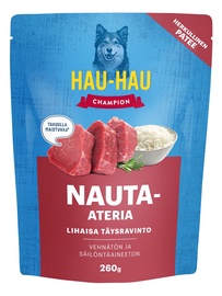 Mitrā barība (konservi) suņiem Hau-Hau, liellopa gaļa, 0.26 kg