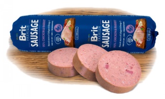 Mitrā barība (konservi) suņiem Brit Premium Chicken & Rabbit Sausage, truša gaļa/vistas gaļa, 0.8 kg