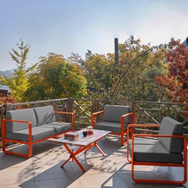Комплект уличной мебели Kalune Design Solaris 2-1-1-S, oранжевый/серый/антрацит, 4 места