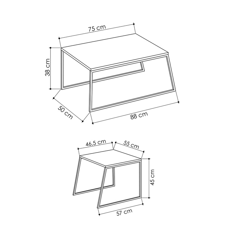 Kohvilaud Kalune Design Orta Sehpa, hall, 50 cm x 88 cm x 38 cm