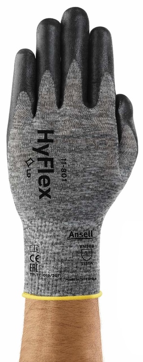 Cimdi pirkstaiņi Ansell HyFlex Safety 11-801, neilons/nitrils, pelēka, 11