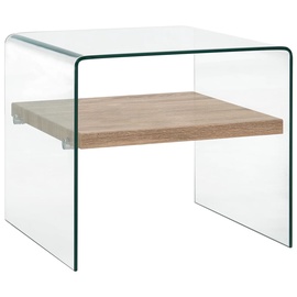 Kohvilaud VLX 284742, läbipaistev/puu, 500 mm x 500 mm x 450 mm