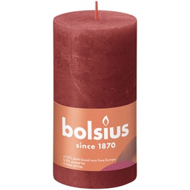 Svece, cilindriskas Bolsius Rustic Shine Delicate red, 60 h, 130 mm