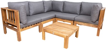 Āra mēbeļu komplekts Home4you Finlay K13574, pelēks/brūns, 5 sēdvietas