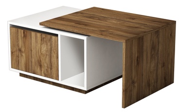 Kafijas galdiņš Kalune Design Bellisimo, balta/valriekstu, 1000 mm x 600 mm x 450 mm