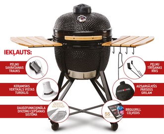 Grils Kamado Bono Media, melna, 52 cm
