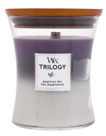 Svece, aromātiskā WoodWick Trilogy Amethyst Sky, 65 h, 275 g, 120 mm x 100 mm