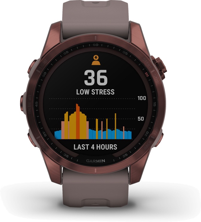 Viedais pulkstenis Garmin fēnix® 7S Sapphire Solar DLC Titan, bronzas