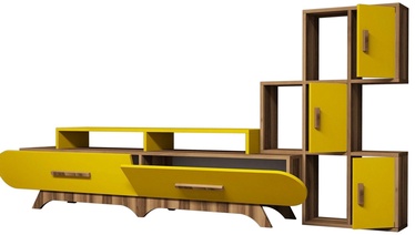 Секция Kalune Design Flora S 845HCT3036, желтый/ореховый, 36.8 см x 205 см x 50 см