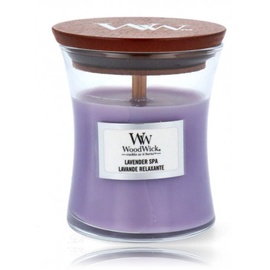 Svece, aromātiskā WoodWick Lavender Spa, 65 h, 275 g, 120 mm x 100 mm