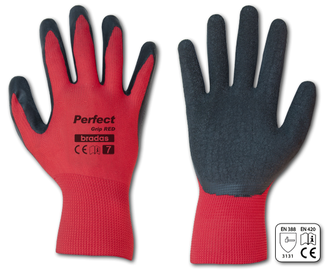 Рабочие перчатки перчатки Bradas Perfect Grip, полиэстер/латекс, красный, 11, 6 шт.