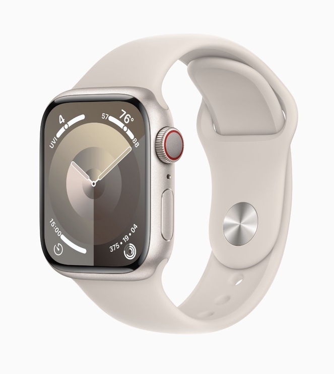 Nutikell Apple Watch Series 9 GPS + Cellular, 41mm Starlight Aluminium Starlight Sport Band M/L, beež