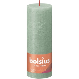 Svece, cilindriskas Bolsius Rustic Shine Sage green, 85 h, 190 mm