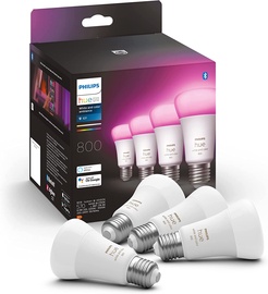 Лампочка Philips Hue White & Color LED, A60, многоцветный, E27, 6.5 Вт, 570 - 830 лм, 4 шт.