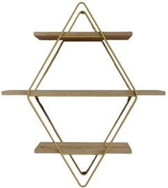 Настенная полка Kalune Design Bonn L2056 285LCV1277, золотой/дубовый, 14 см x 60 см x 70 см
