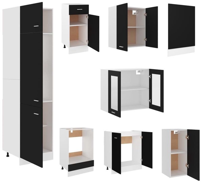 Кухонный гарнитур VLX 8 Piece Set, черный, 2.95 м