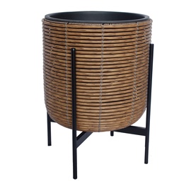 Puķu pods Home4you Wicker 38104, plastmasa/metāls, Ø 38 cm, brūna