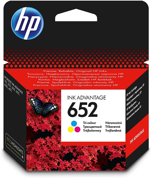 Картридж для струйного принтера HP 652, синий/желтый/фиолетовый