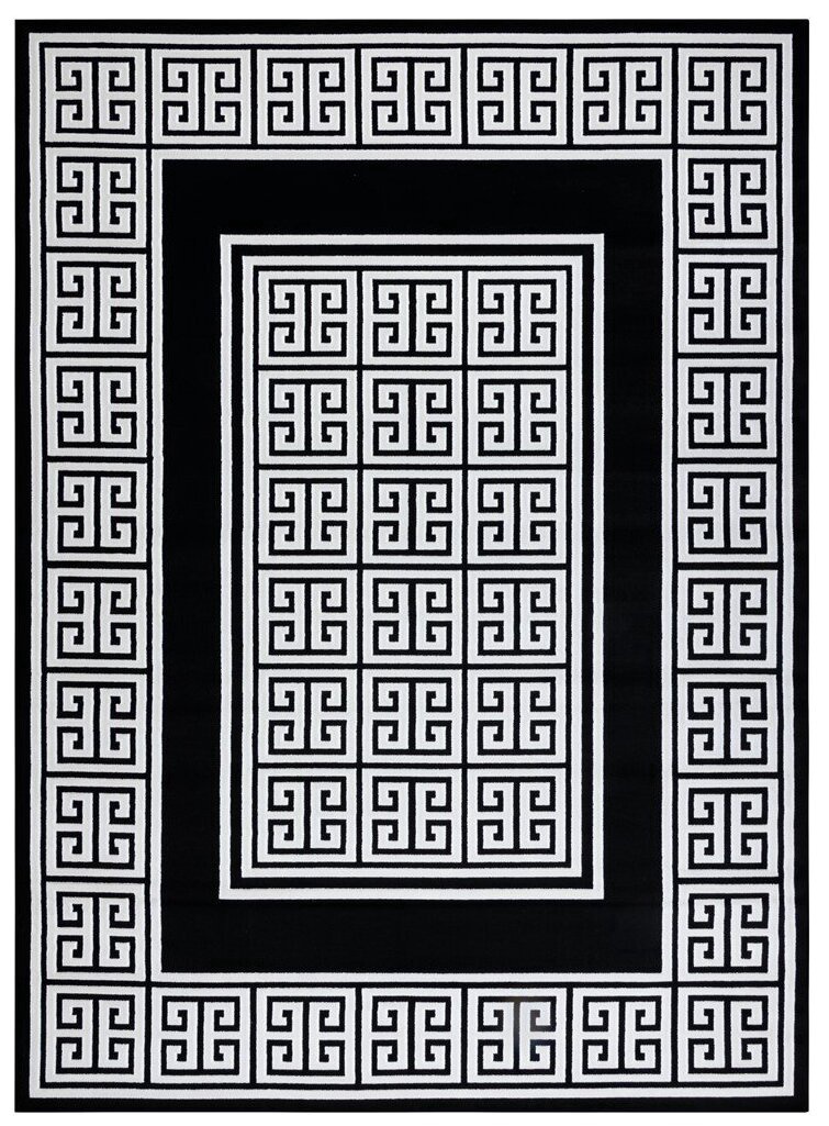 Ковровая дорожка Hakano Mosse Greek, черный/кремовый, 250 см x 60 см
