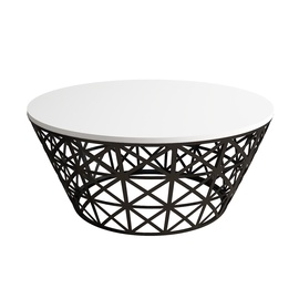 Kafijas galdiņš Kalune Design Stil Metal Ferforje, balta/melna, 900 mm x 900 mm x 380 mm