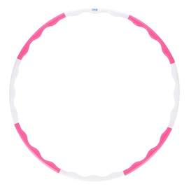 Hula hoop vingrošanas riņķi One Fitness Hula Hoop, 900 mm, 0.4 kg, balta/rozā