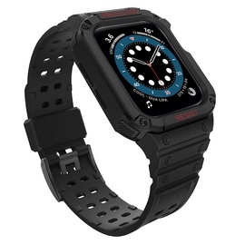 Siksna Hurtel Protect Strap Band With Case Apple Watch 45/44/42mm, melna