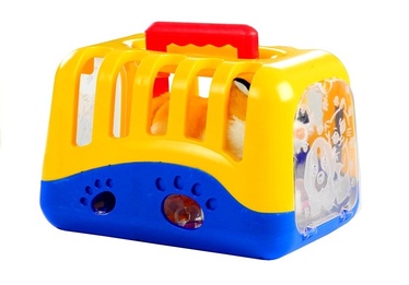 Mīkstā rotaļlieta LEAN Toys Kitten in the Kennel + Medical Accessories, balta/dzeltena, 19 cm