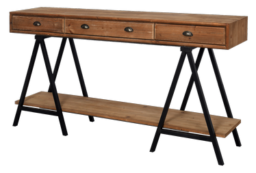 Консольный стол Miloo Atelier, коричневый/черный, 200 см x 45 см x 100 см