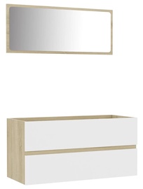 Vannitoa mööblikomplekt VLX 804895, valge/tamm, 38.5 x 90 cm x 45 cm