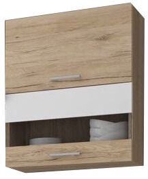 Верхний кухонный шкаф Rio RI 08/G60Wo, белый/песочный, 60 см x 28 см x 71.6 см