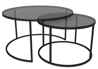 Журнальный столик Kalune Design Tokyo, черный/темно-серый, 80 см x 80 см x 45 см