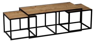 Журнальный столик Kalune Design Gigante Set, черный/дерево, 120 см x 60 см x 50 см