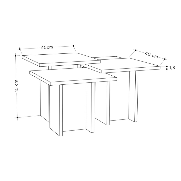 Набор журнальных столиков Kalune Design Grade, коричневый, 40 см x 40 см x 45 см