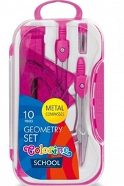 Joonestuskomplekt Colorino Geometry Set, roosa, 10 tk