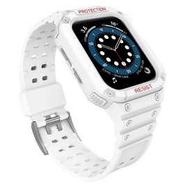 Siksna Hurtel Protect Strap Band With Case Apple Watch 45/44/42mm, balta